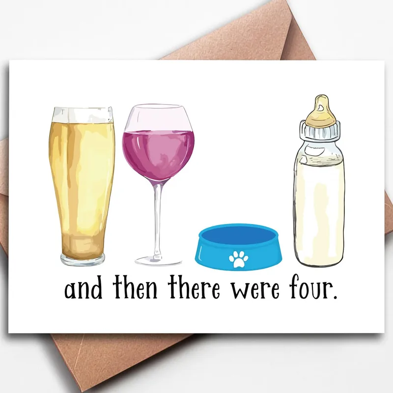 Expecting Parents Card featuring a watercolor beer wine