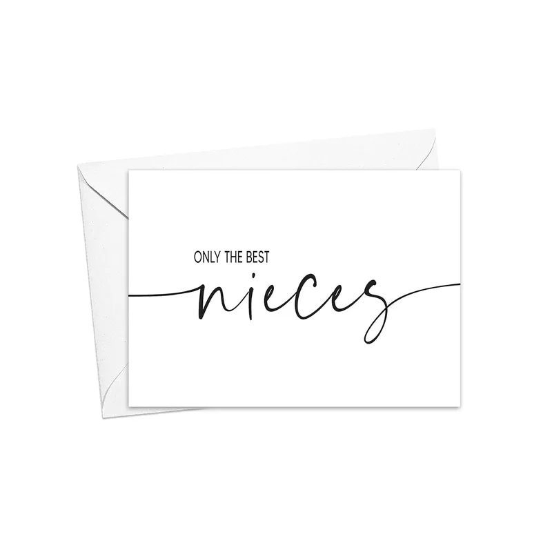 Best Niece Card: Minimal Black Script Greeting Card