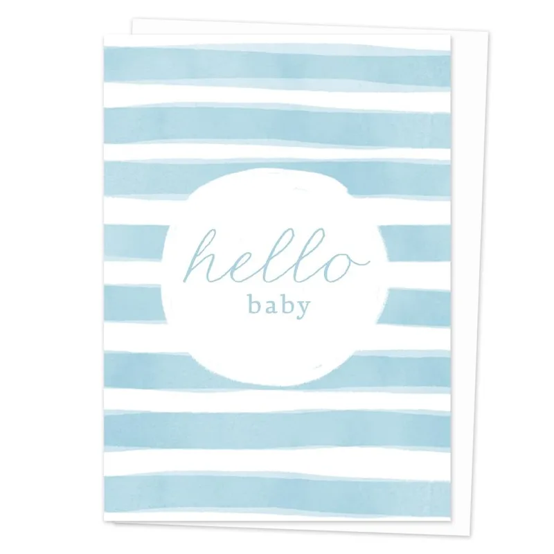 Blue Watercolor Stripes Card: A Soft Hello for Baby Boy