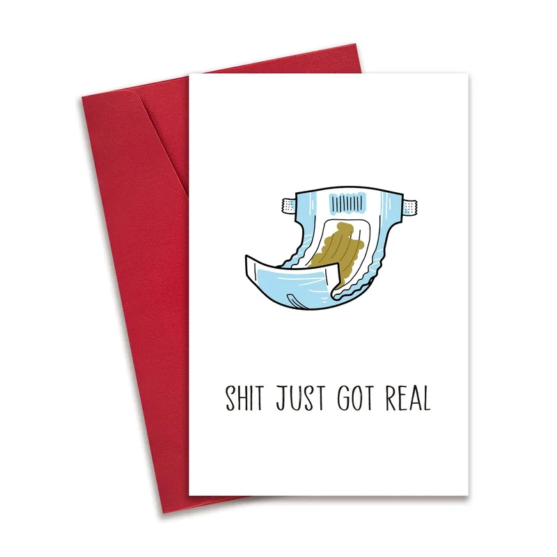New Parent Card: A Cheeky Diaper Joke for New Parents