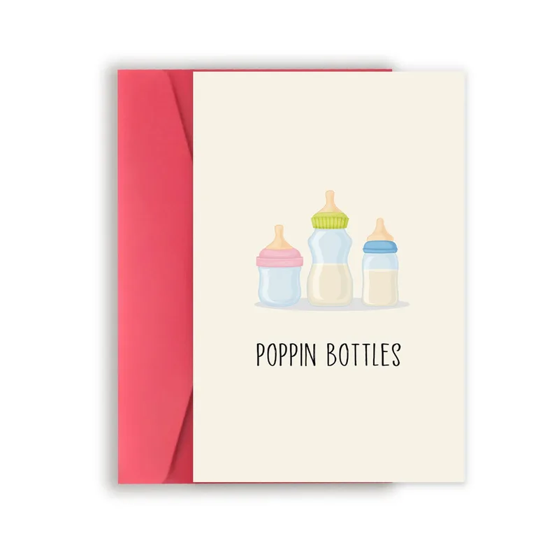 Poppin Bottles New Baby Card for Your Newborn Celebration
