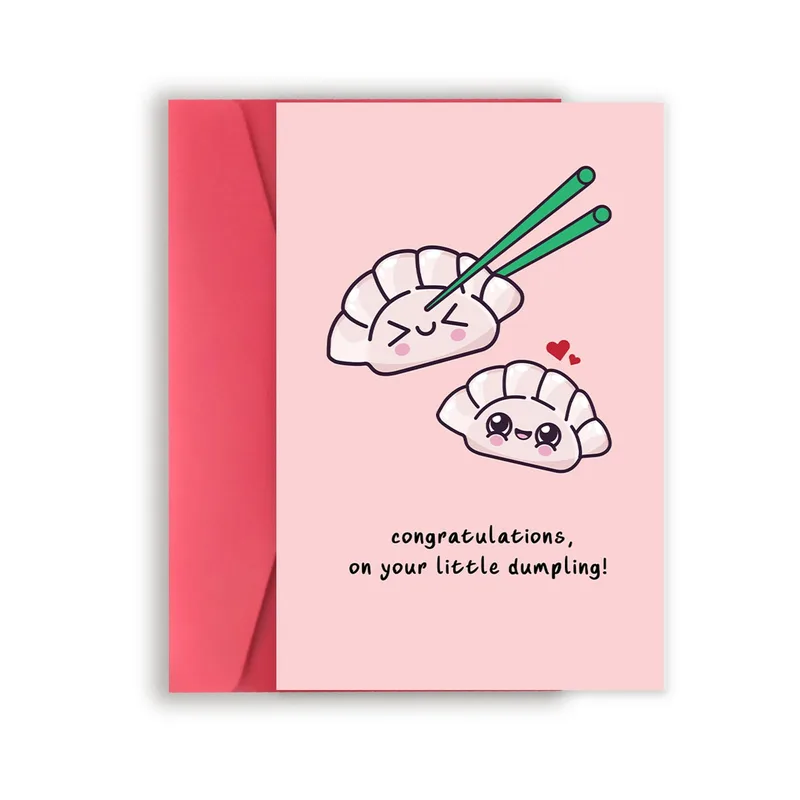 Little Dumpling Card: Pink Dumpling New Baby Greeting