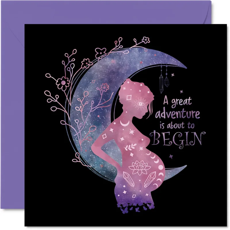 A Great Adventure Card: Purple Moon Silhouette for New Parents