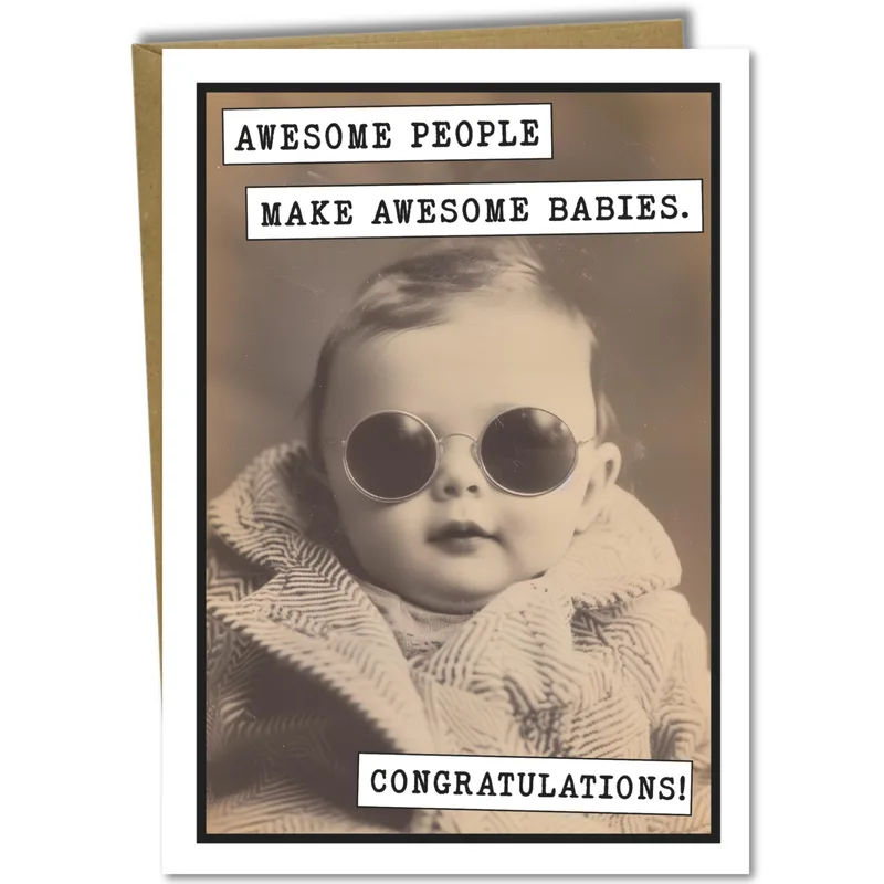 Vintage Sepia Baby Sunglasses Card for New Parents