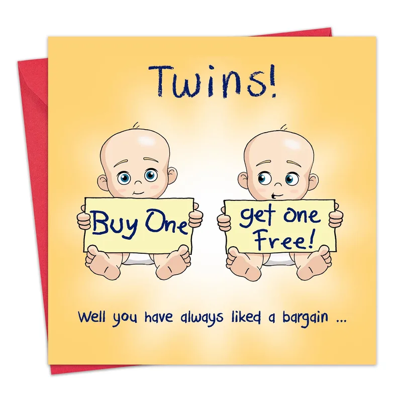 Twins Bargain Card: A Funny New Baby Greeting Card