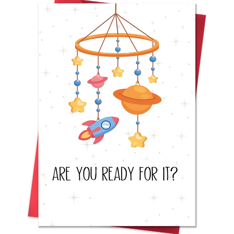 Are You Ready Card: Space Nursery Mobile Baby Card