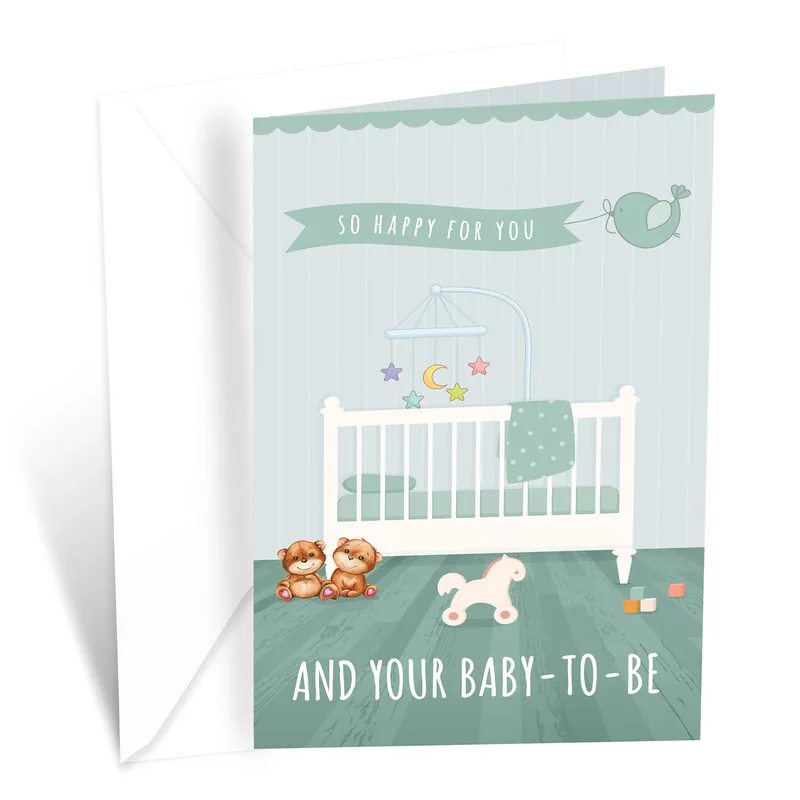 So happy Card for a New Baby on the Way, Mint Nursery Design