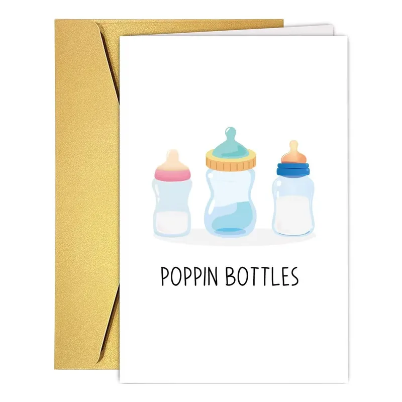 Poppin Bottles Baby Shower Card for New Parents
