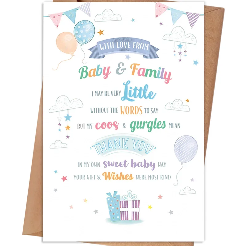 Pastel Baby Balloons Card for a Thank You Note