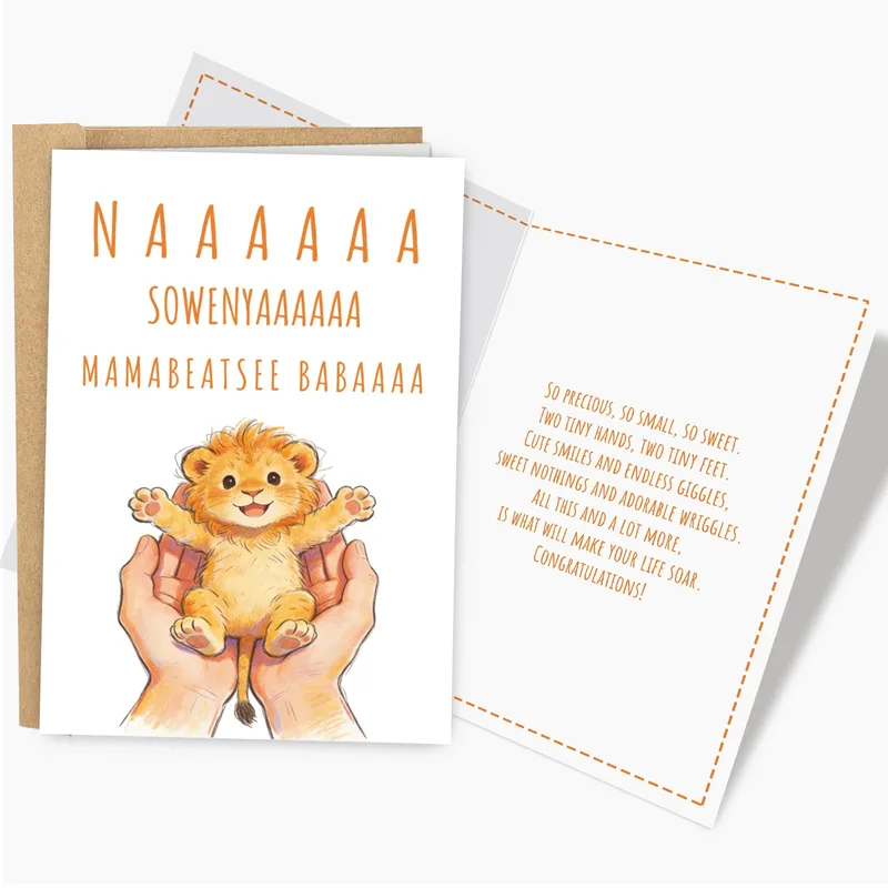 Naaaaaaa Sowenyaaaaaa Mamabeatsee Babaaaa Card for New Parents