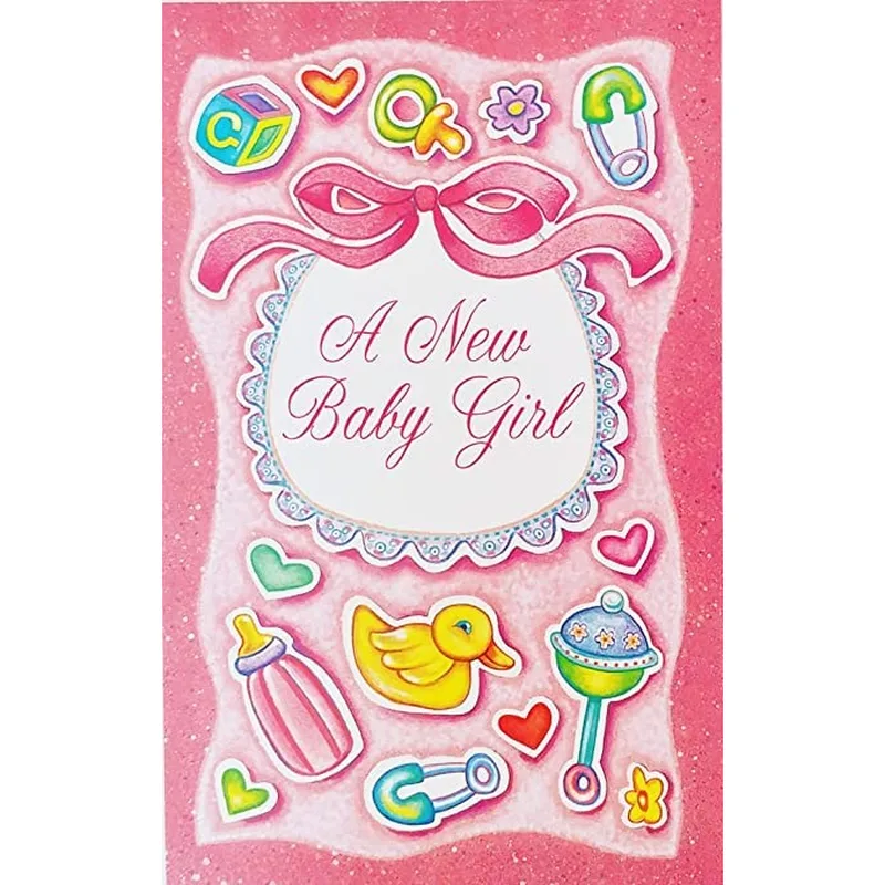 Pink Baby Shower Icons Card for a New Baby Girl