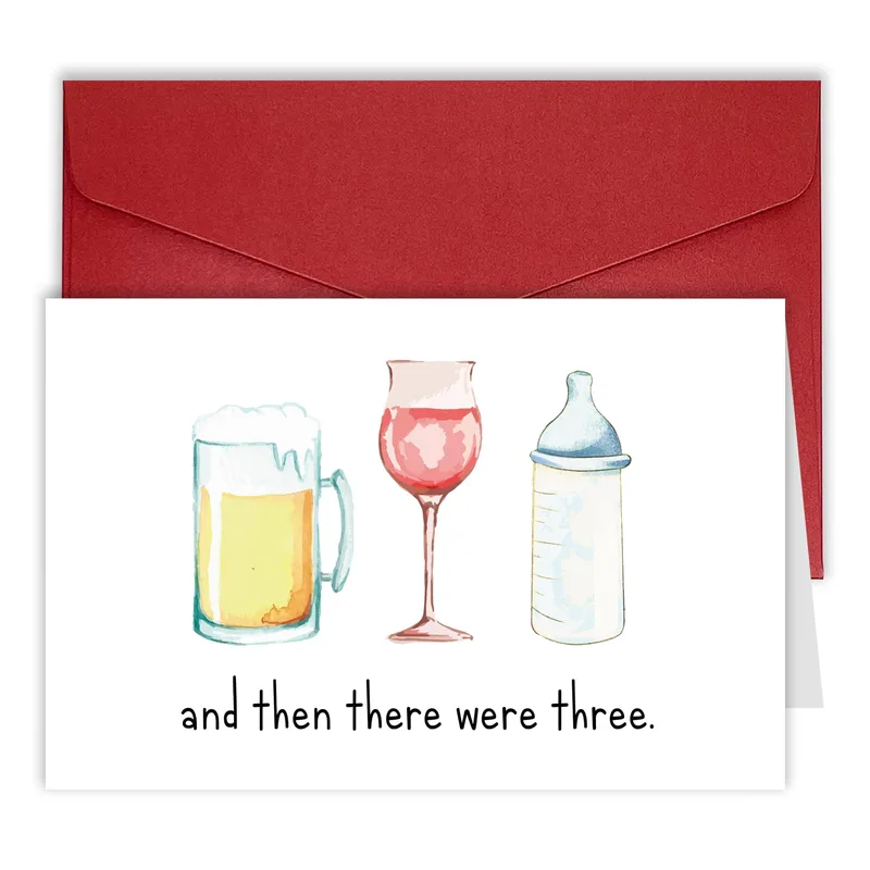 And Then There Were Three New Card: A Funny Baby Announcement
