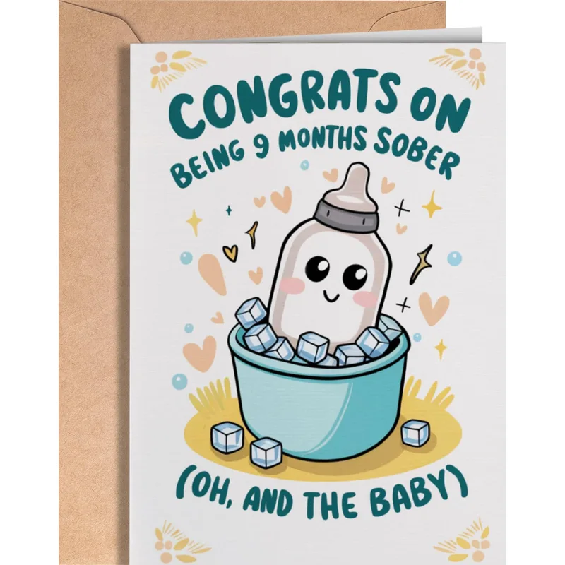 9 Months Sober Card: Congrats With a Joke