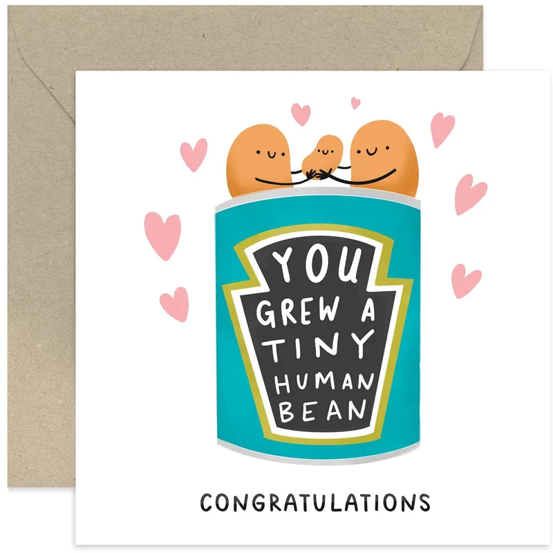 You Grew A Tiny Card: Bean Can New Baby Card