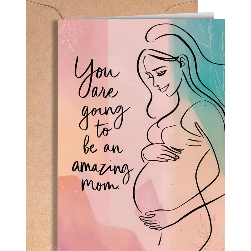 New Mom to Be Card: Amazing Mom Line Art Pregnancy Card