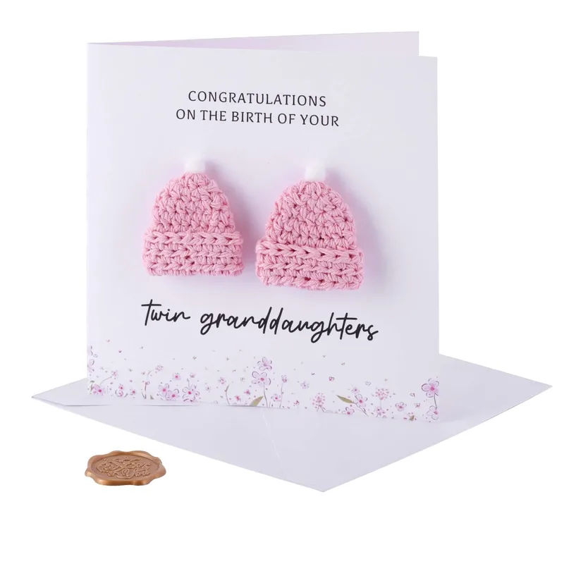 Twin Granddaughters Card for New Grandparents to Celebrate