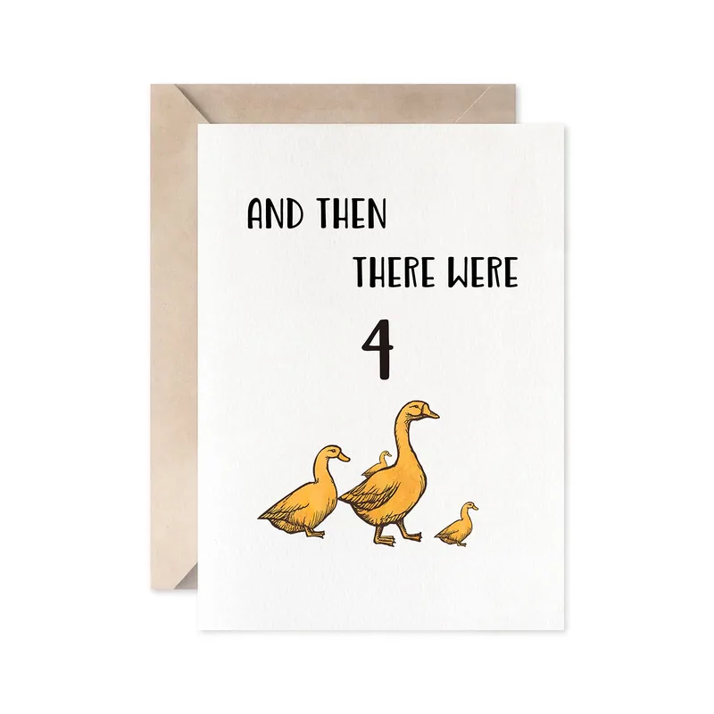 Mom of Four Card: Three Ducklings and a Proud Mama Duck