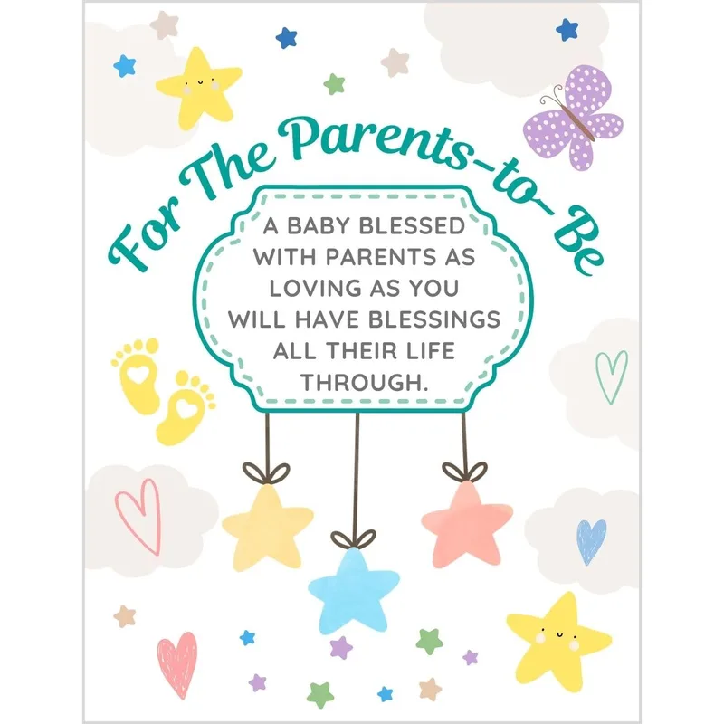 For The Parents-To-Be Card: Pastel Stars and Clouds Congratulations