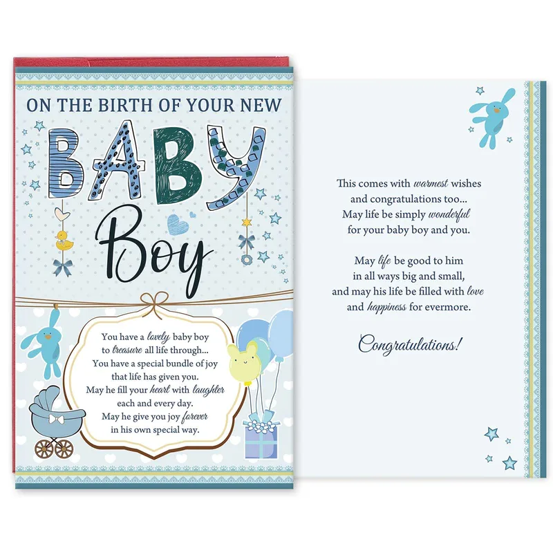 Blue Baby Boy Nursery Card for New Parents