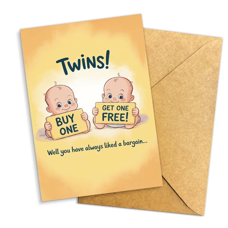 Twins Buy One Get Card for Expecting Parents of Twins