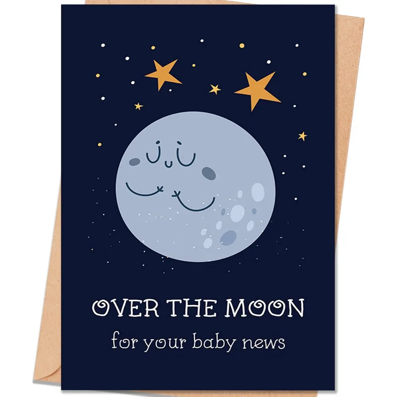 Over The Moon Card for Your Baby News Celebration