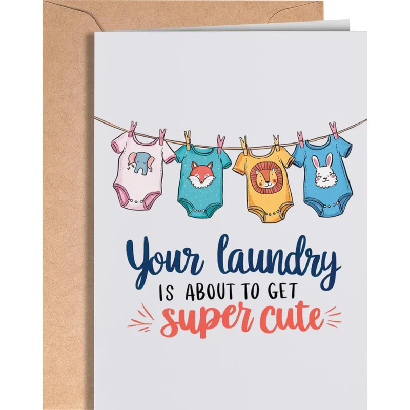 Baby Onesies Clothesline Card for New Parents