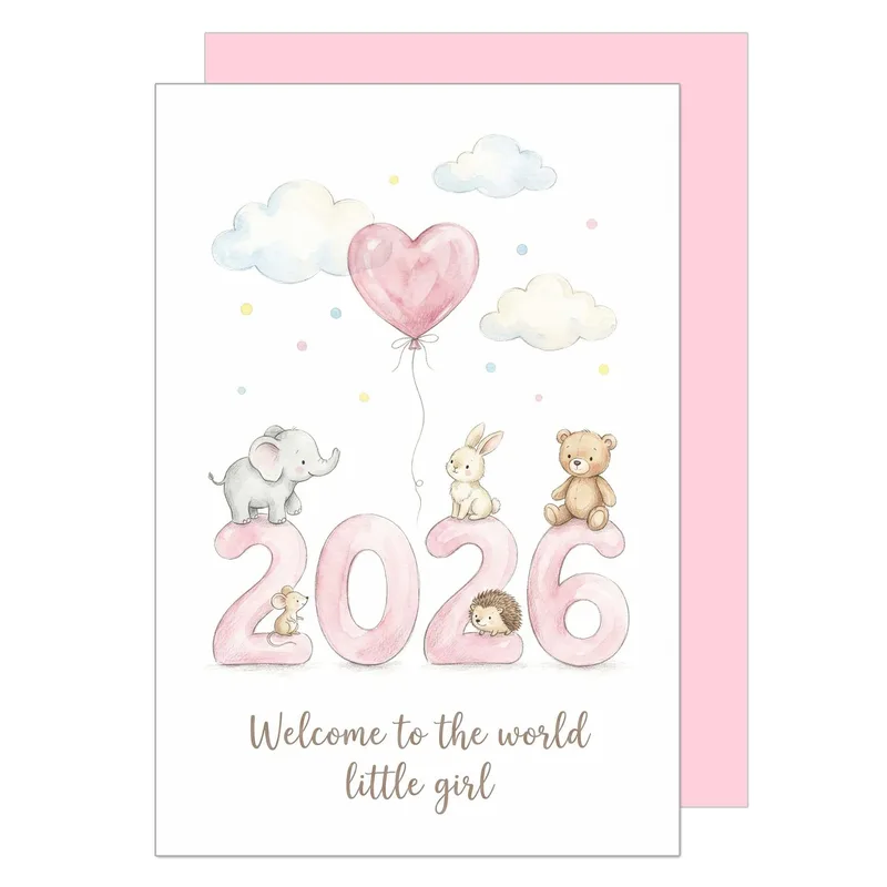 Welcome to the World Card for a New Baby Girl