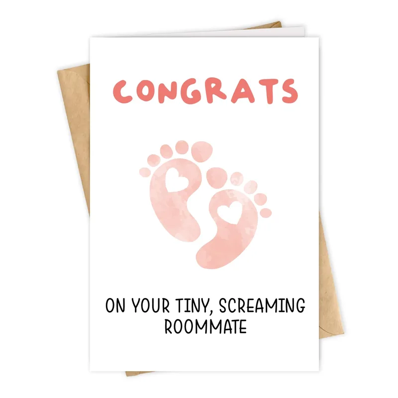 Congrats on Your Tiny Card: Pink Baby Footprints