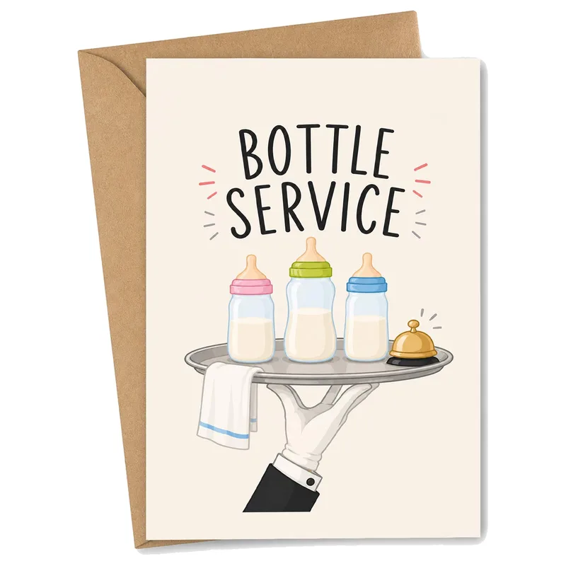 Bottle Service Card for a New Baby Celebration