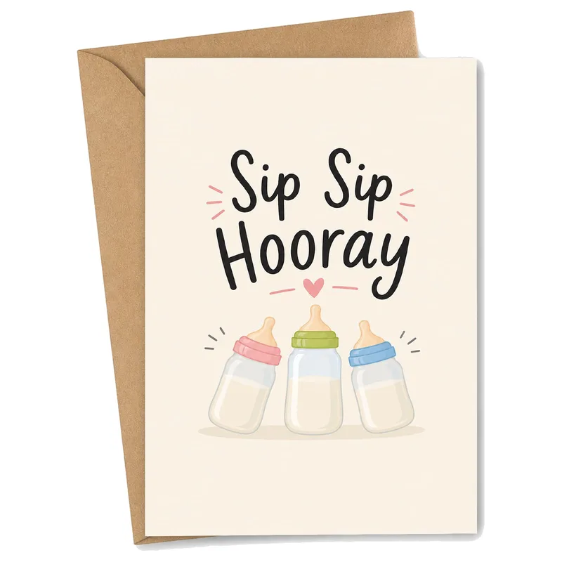 Sip Sip Hooray Card for New Parents and Baby Showers