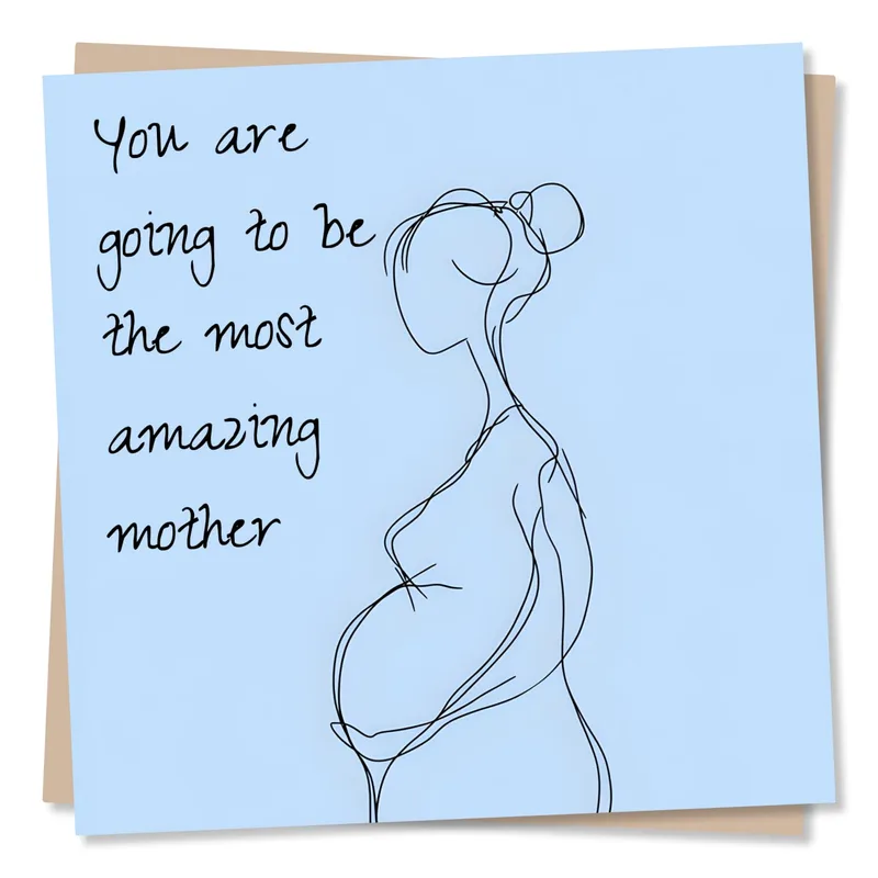 Blue Line Art Pregnant Card for a Mom to Be, Simple and Warm