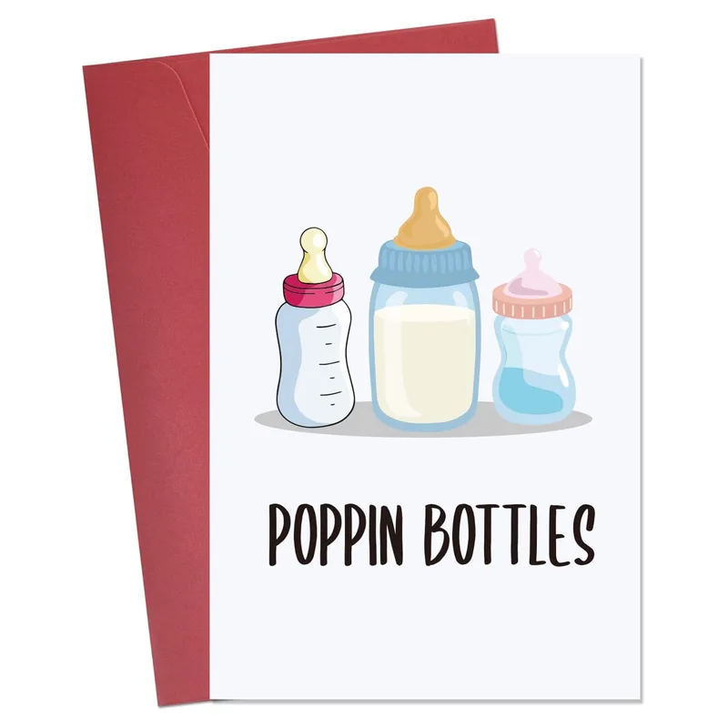 Baby Bottles Illustration Card for New Parents-to-Be