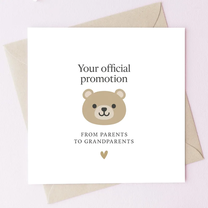 Grandparent Promotion Card: A Sweet Teddy Bear Reveal