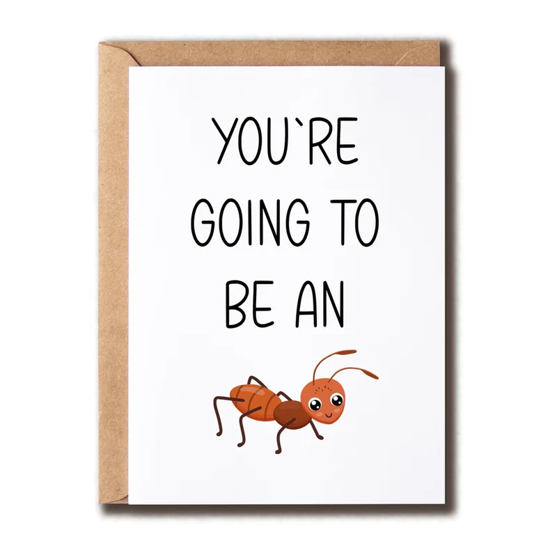 Aunt Pregnancy Card with a Cute Cartoon Ant