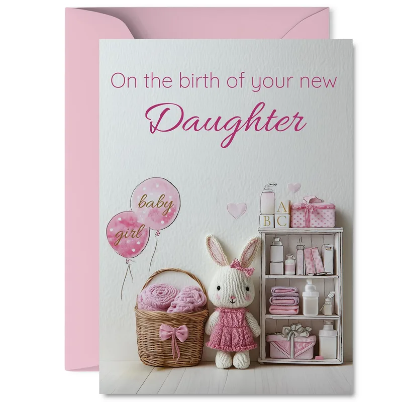 New Daughter Card: A Pink Nursery Welcome for Baby Girl