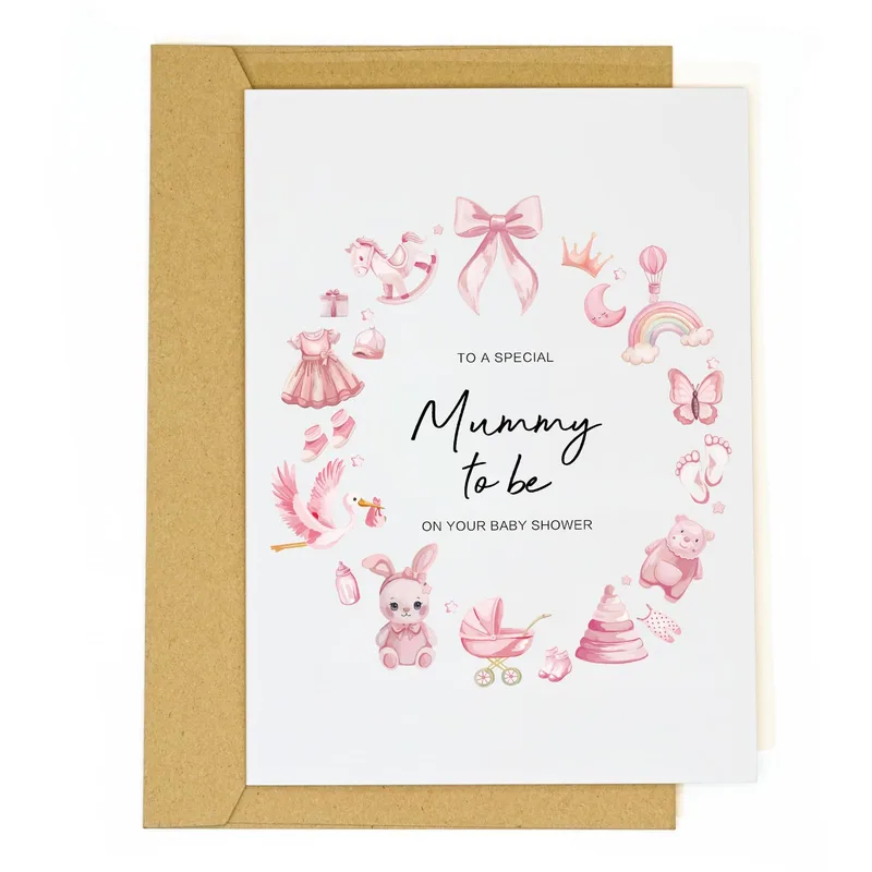 Mummy to Be Card for a Pink Baby Shower Celebration