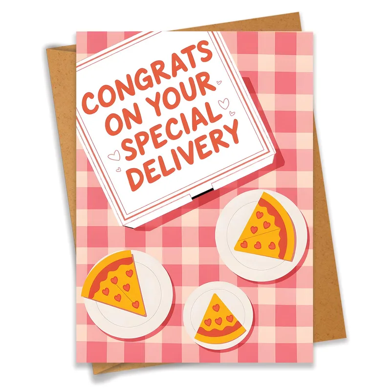 Congrats On Your Special Card: Pizza Box Baby News