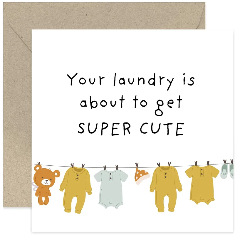 Baby Clothes Line Illustration Card for New Parents