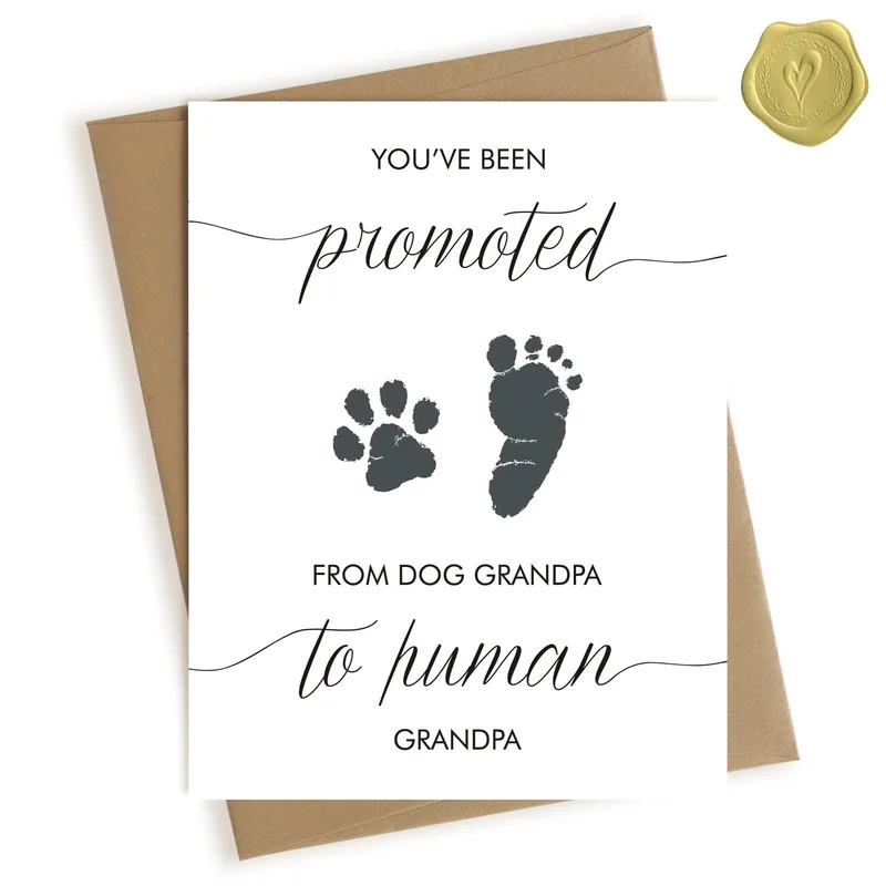 Promoted to Grandpa Card for Dog Lovers Celebrating a New Baby