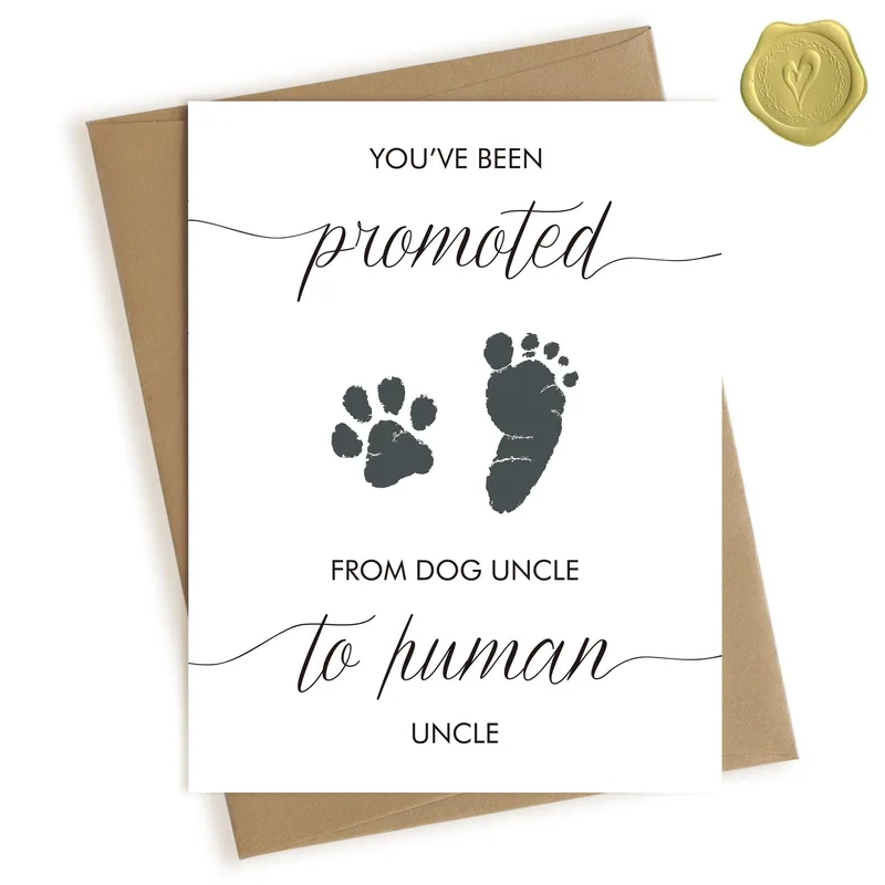 Dog Uncle Promoted Card for New Baby Announcement
