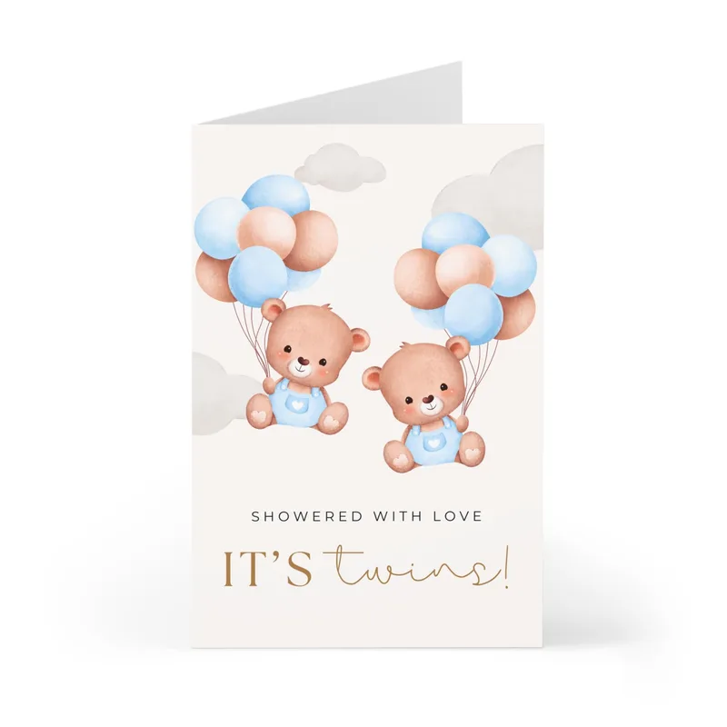 Its Twins Card for New Parents Celebrating Twin Boys