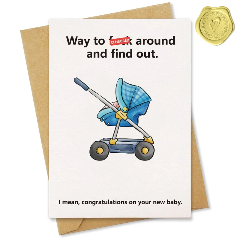 Blue Stroller New Baby Card for Funny Congratulations