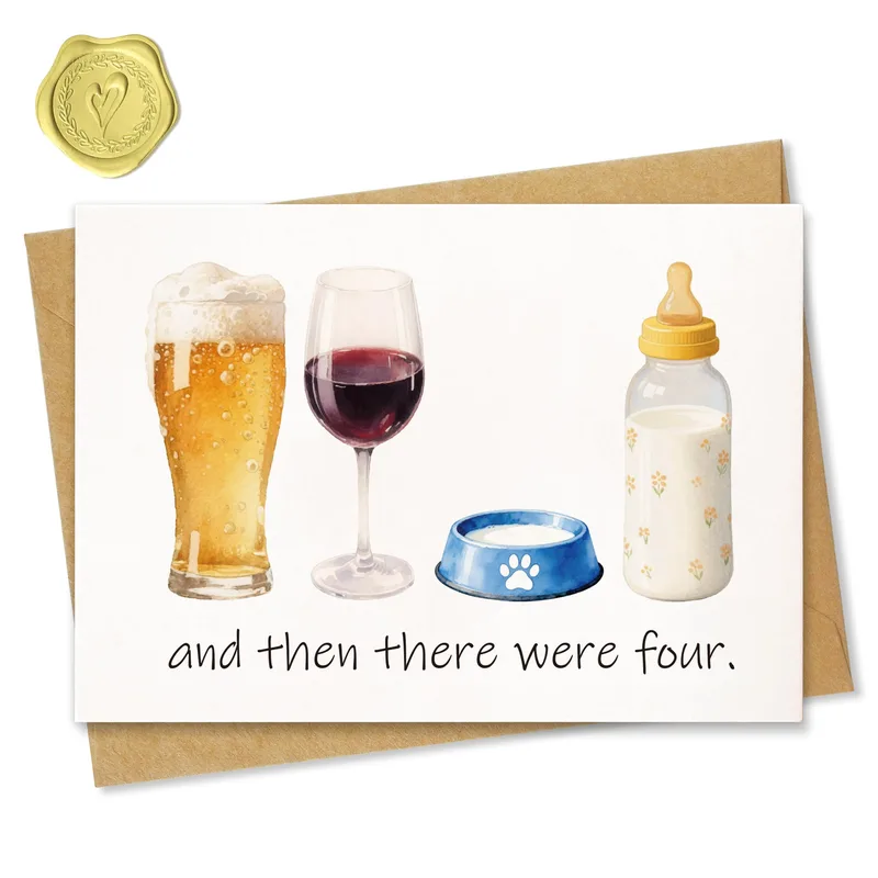 Wine Baby Bottle New Baby Card Celebrates the Whole Family