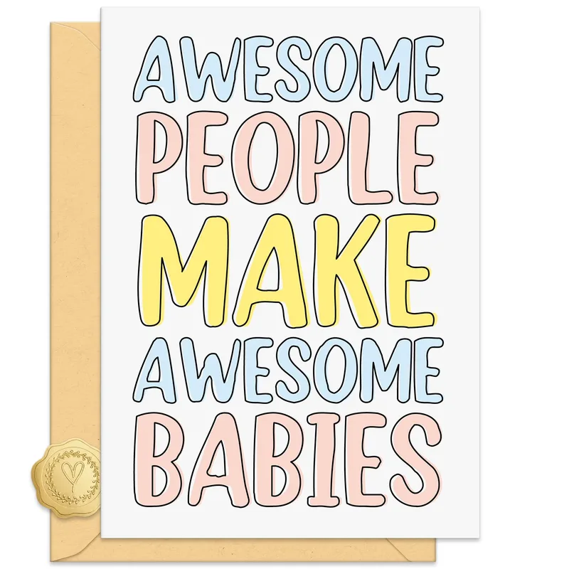 Colorful Handwritten Typography Baby Shower Card for New Parents
