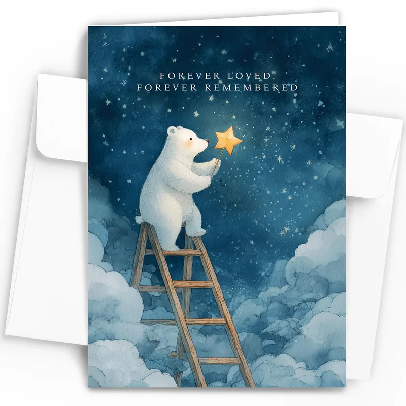 Bear Holding Star Sympathy Card for Grieving Parents
