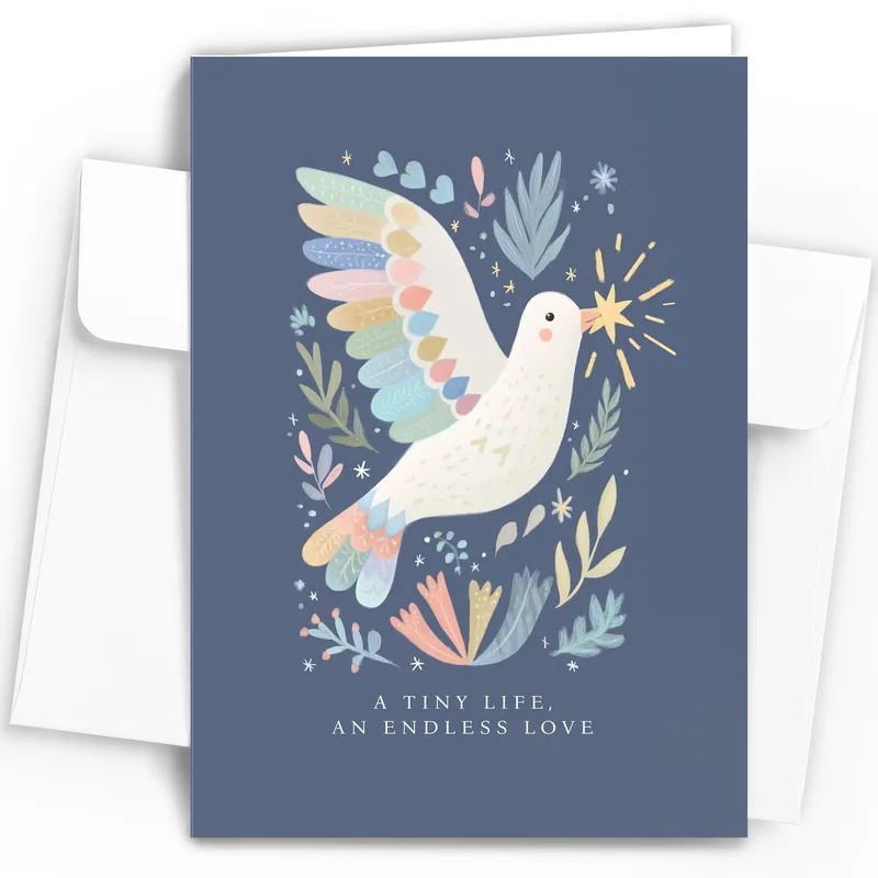 Flying Dove Floral Sympathy Card: A Tiny Life An Endless Love