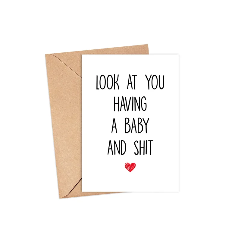 Black Red Heart New Baby Card: Real Talk for New Parents