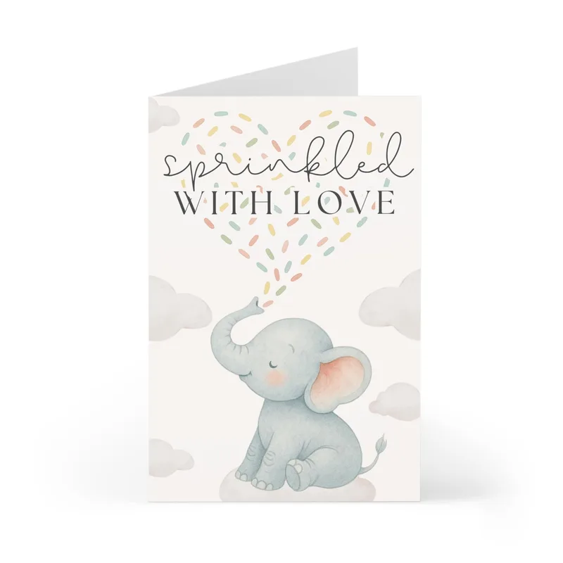 Gray Elephant Sprinkles Baby Shower Card for New Parents