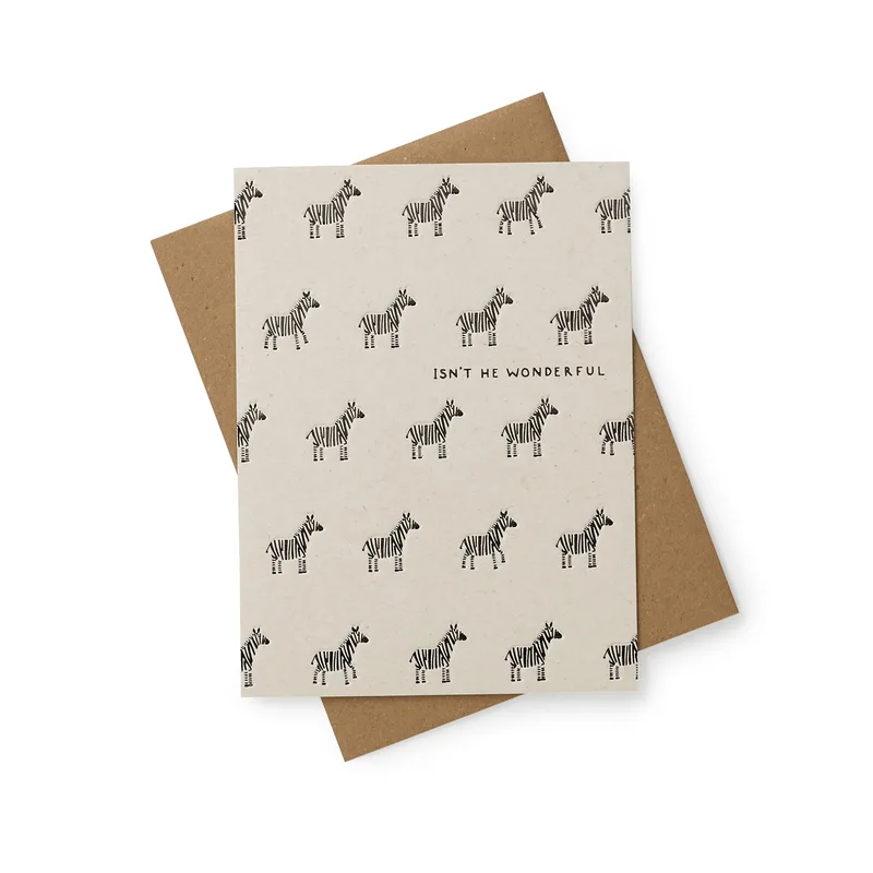 Cream Zebra Pattern New Baby Card for Wondering Parents
