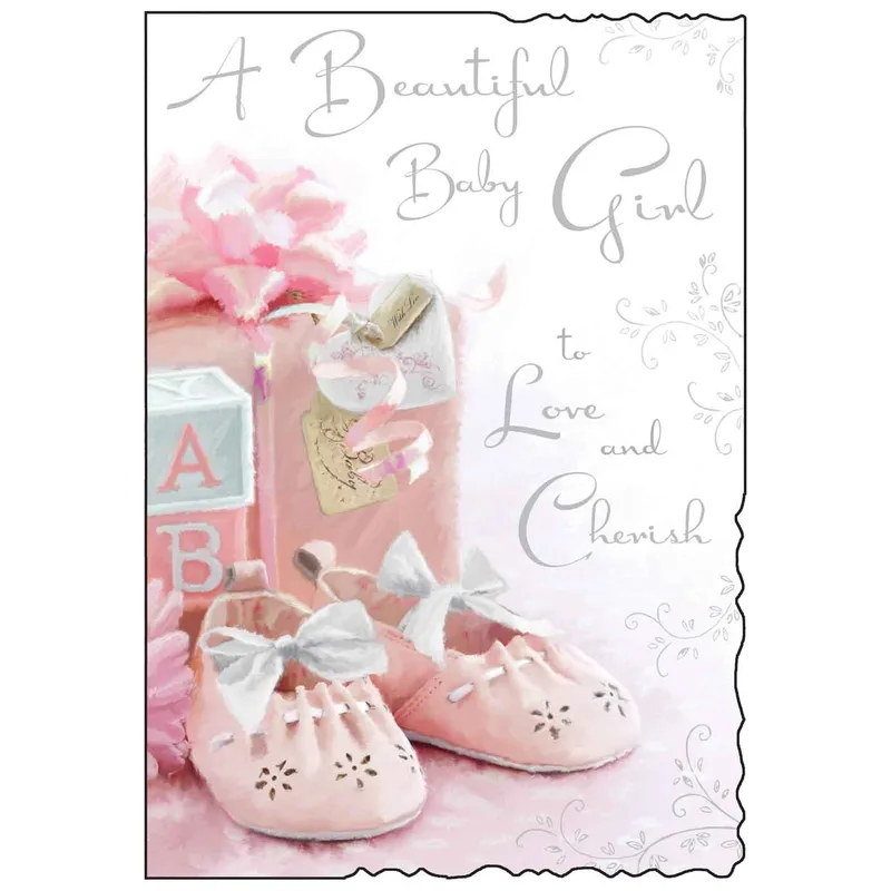 Pink Baby Shoes New Baby Card for a Sweet Arrival